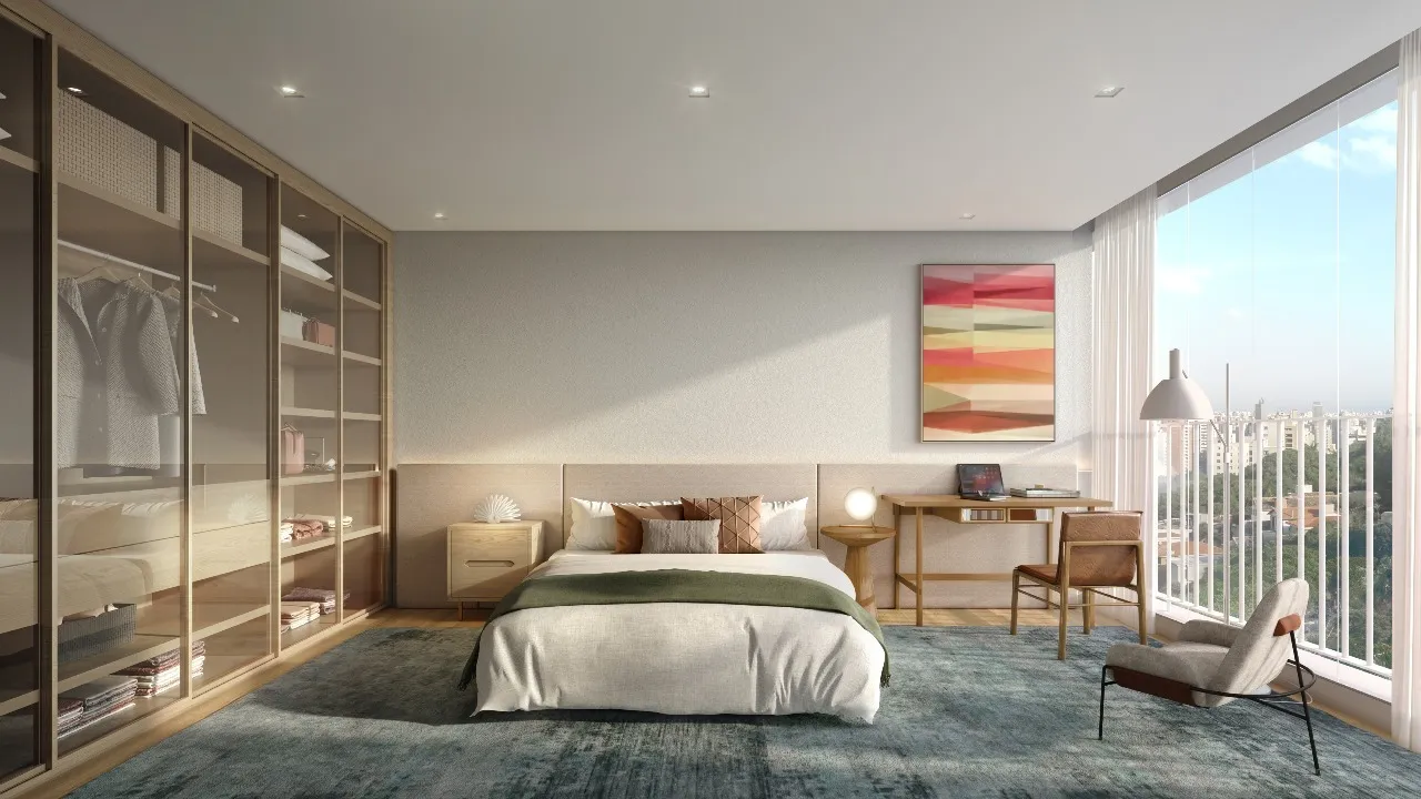 Living do apartamento de 193 m² do Península Vila Madalena