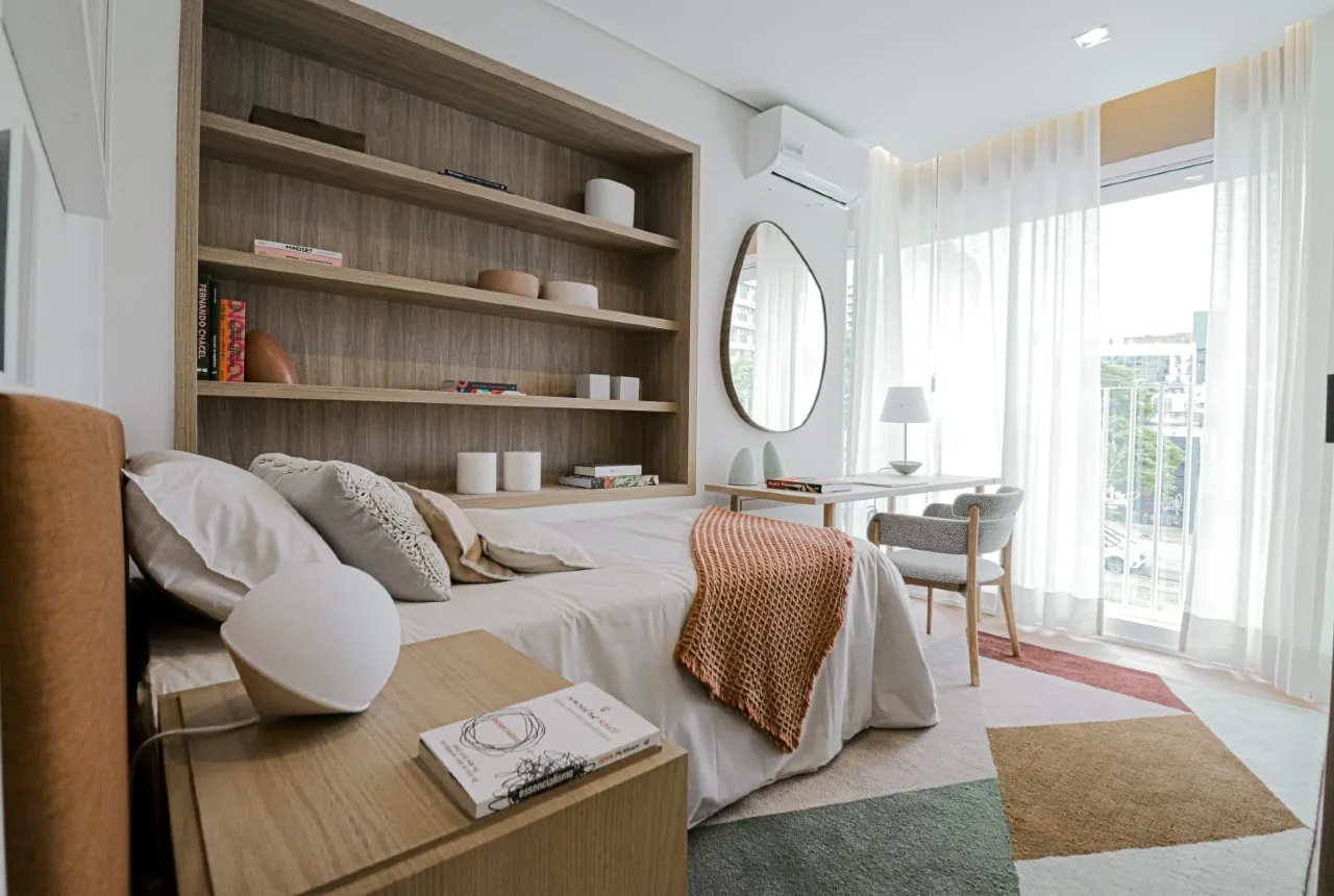 Estar íntimo do apartamento decorado do Península Vila Madalena