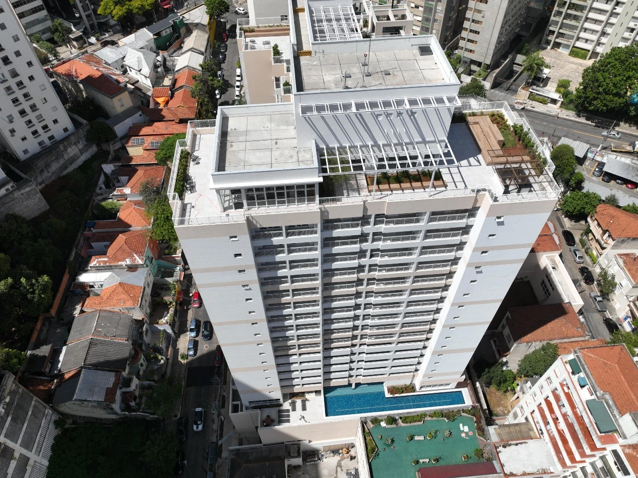 As duas torres do The Collection Paulista vistas do alto