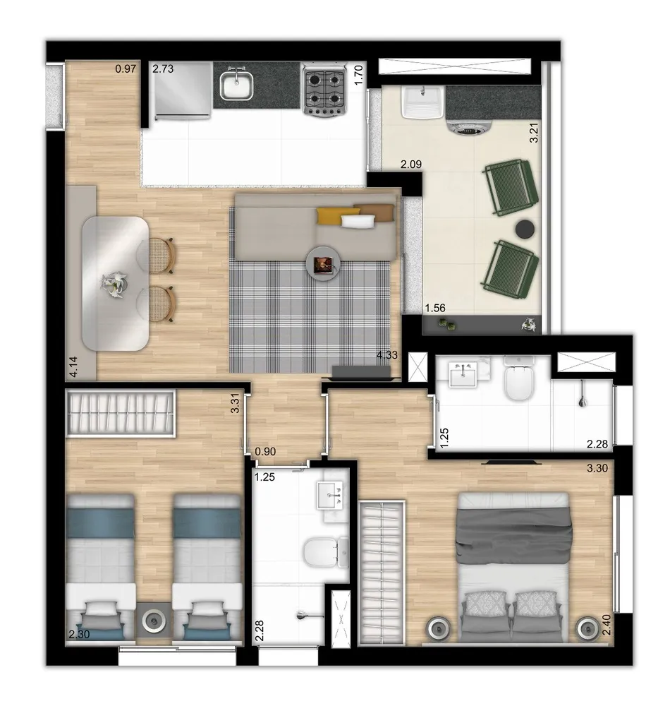 Planta 2 dormitórios