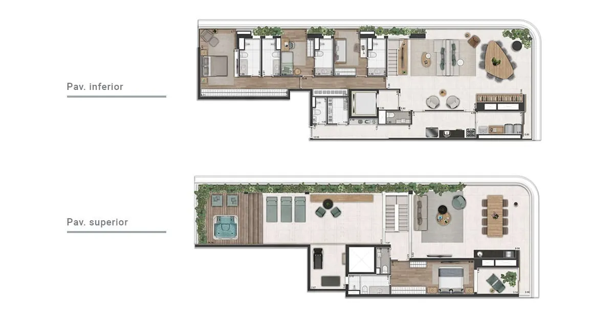 Planta Duplex 4 suítes
