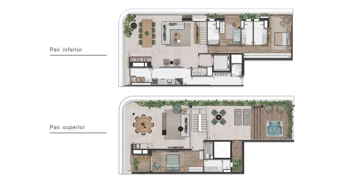 Planta Duplex 3 suítes