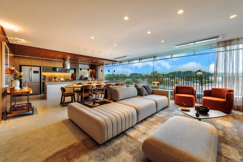 Living do apartamento decorado do Park View