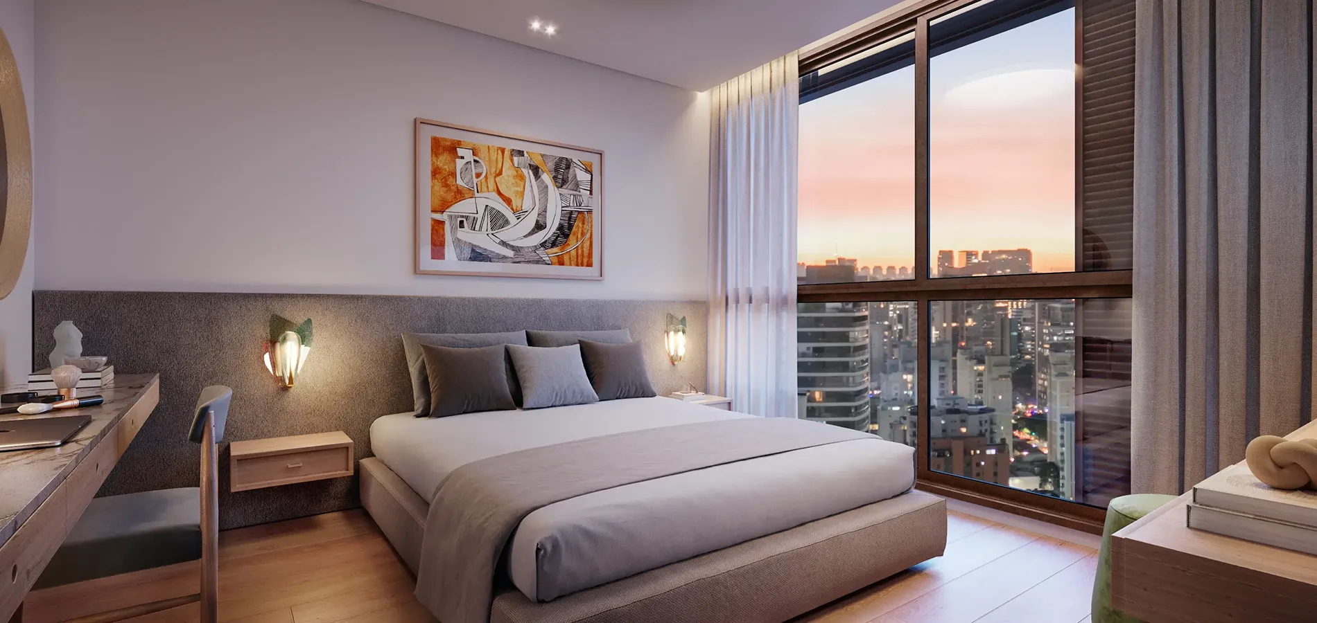 Dormitório com vista da cidade do Asteri