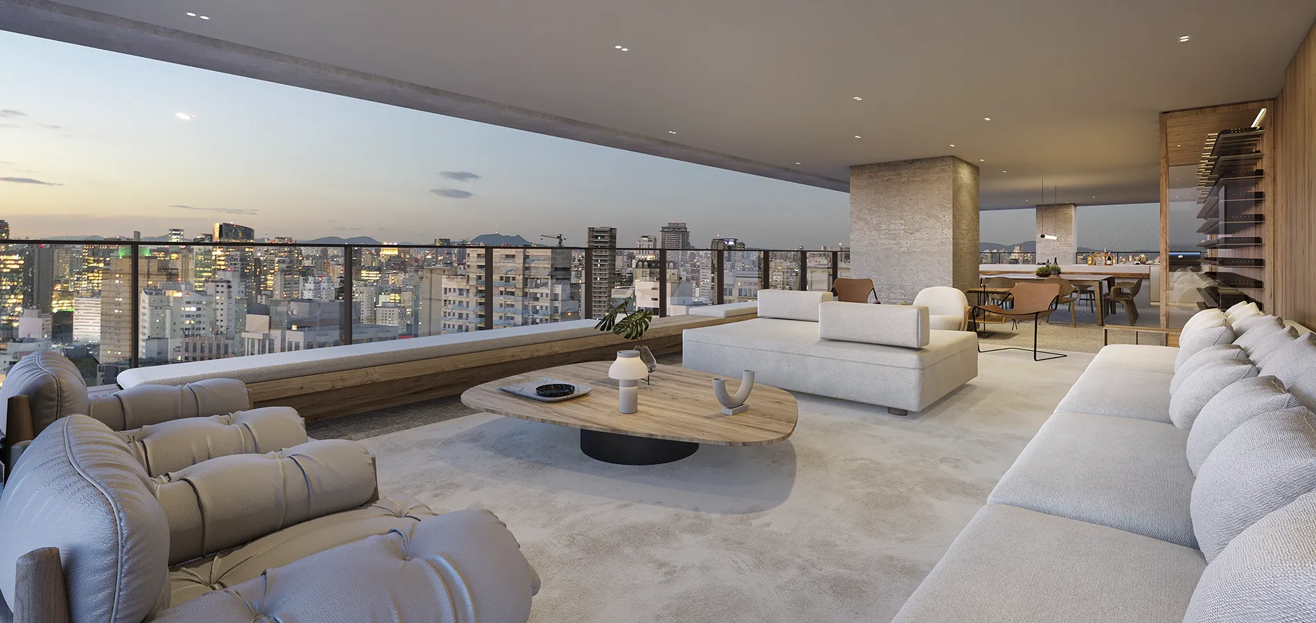 Sala de estar com vista da cidade do Asteri