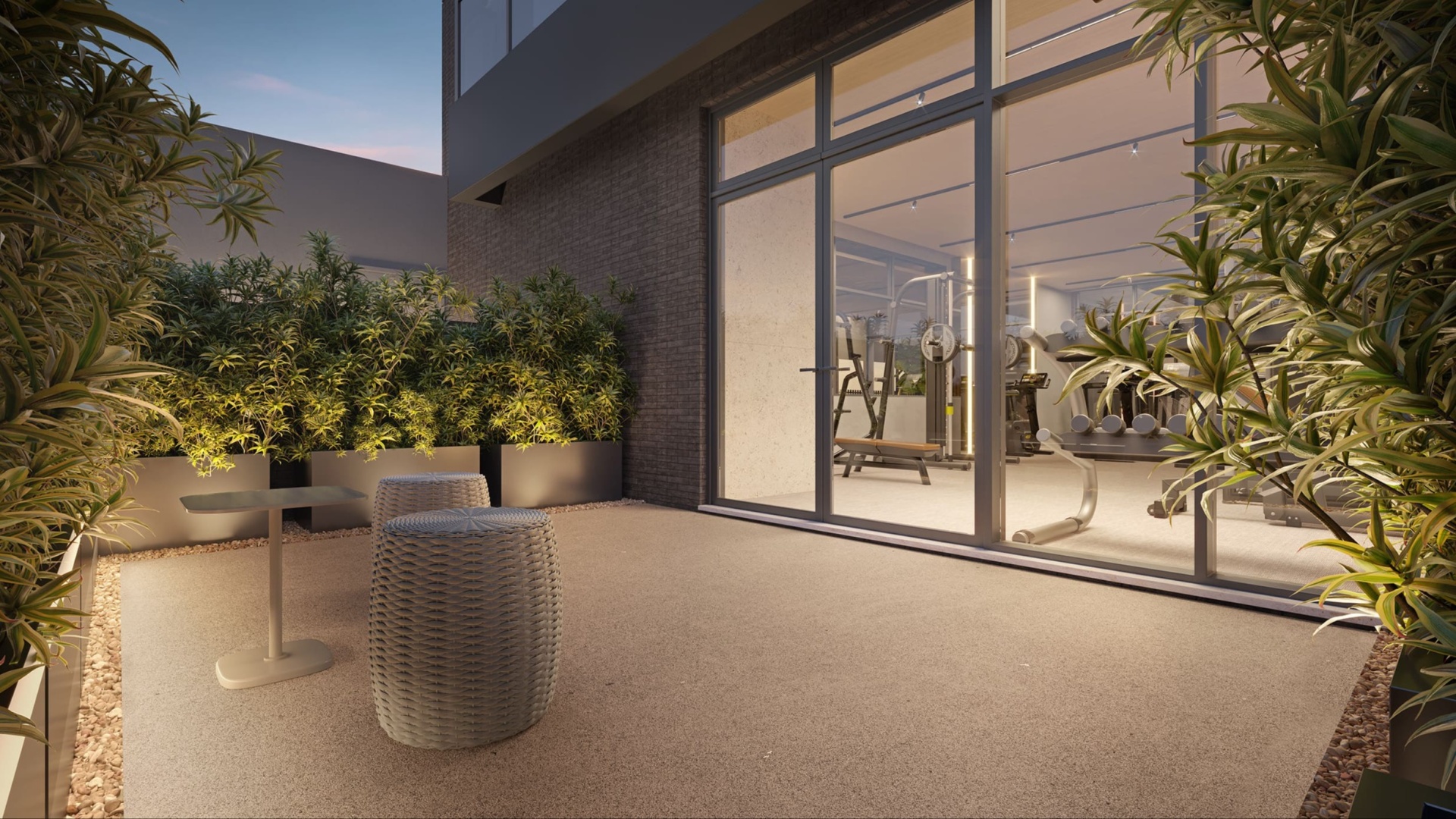 Lounge externo de apoio ao fitness