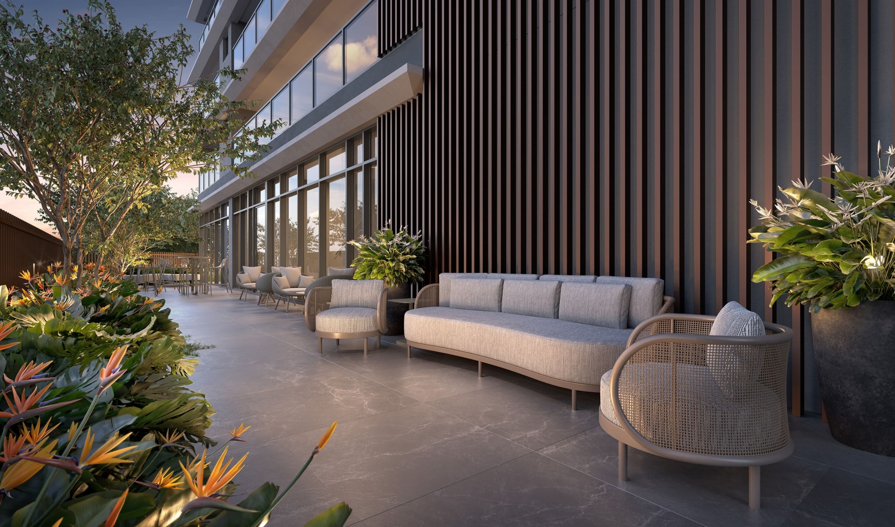 Lounge externo do spa