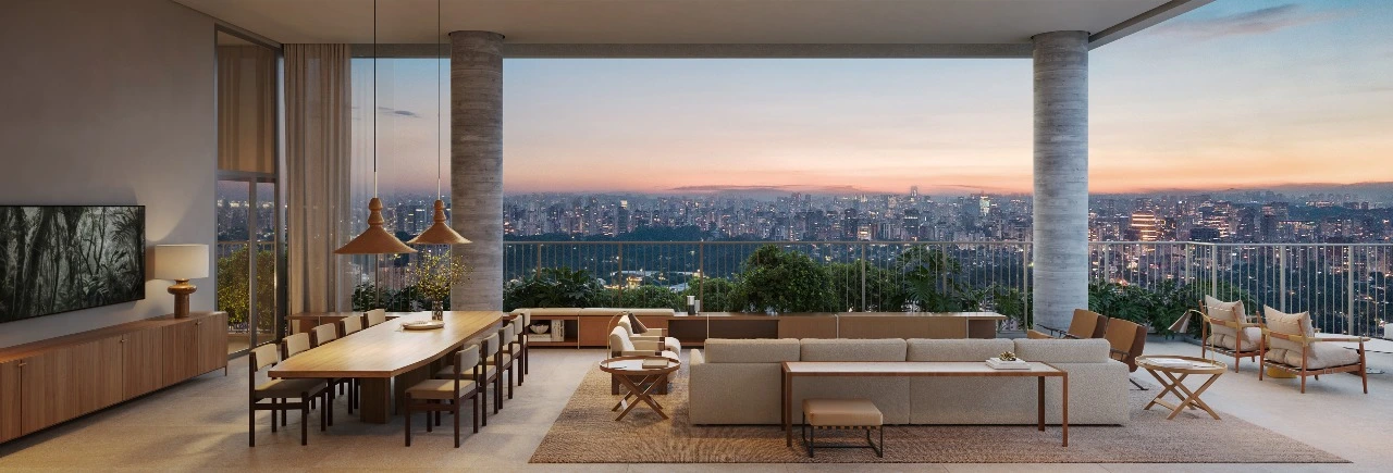 Sala de jantar - Cobertura duplex 588m² — apartamento decorado do Eterno Paraíso