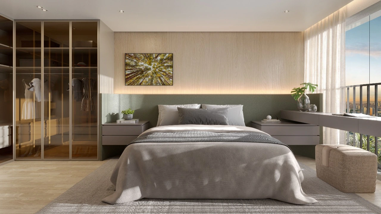 SUÍTE MASTER  DO APARTAMENTO 167m² — apartamento decorado do Aire Alto de Pinheiros