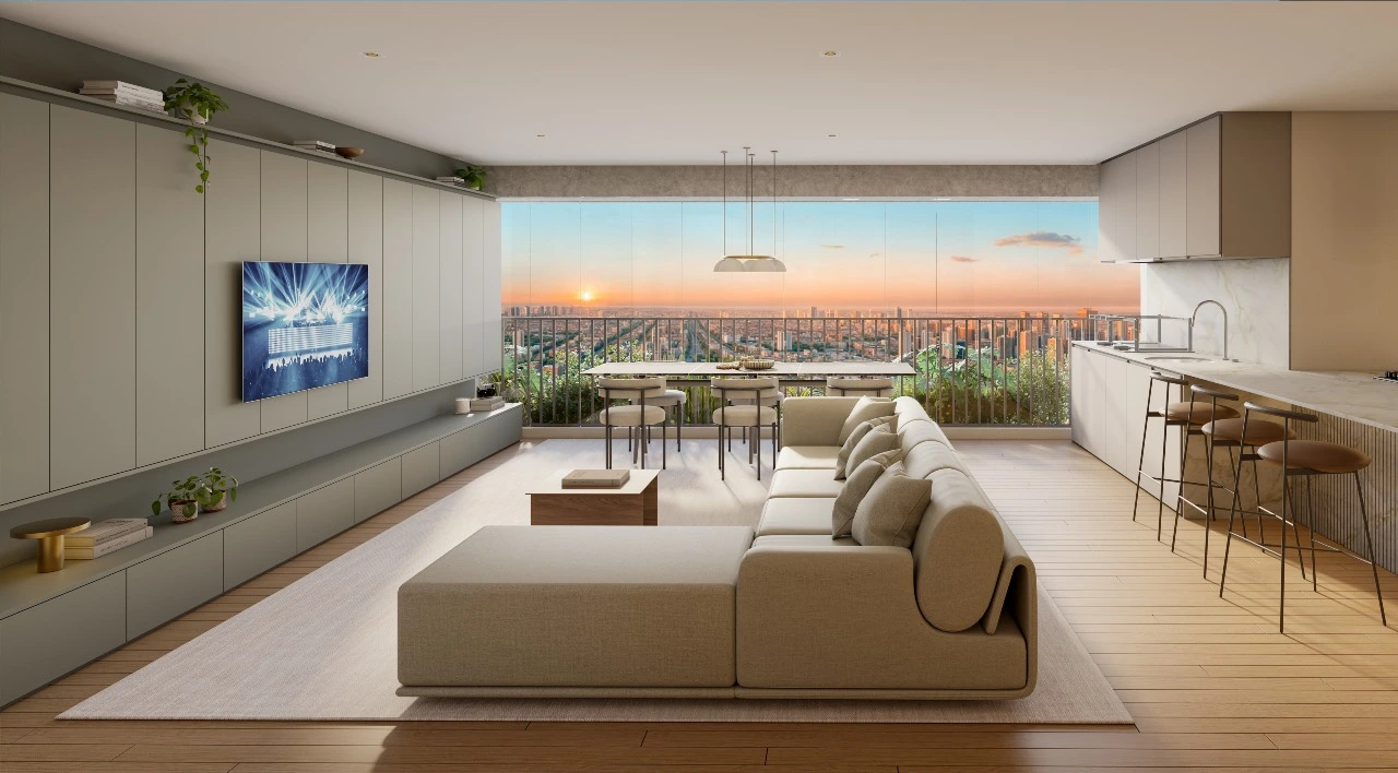 LIVING AMPLIADO DE 123,05m² — apartamento decorado do Aire Alto de Pinheiros