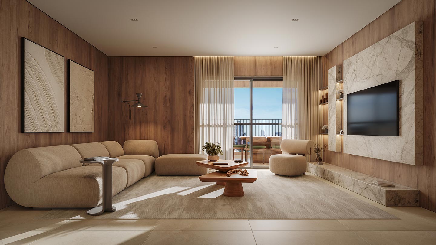 Living Apto 132m² do Edro