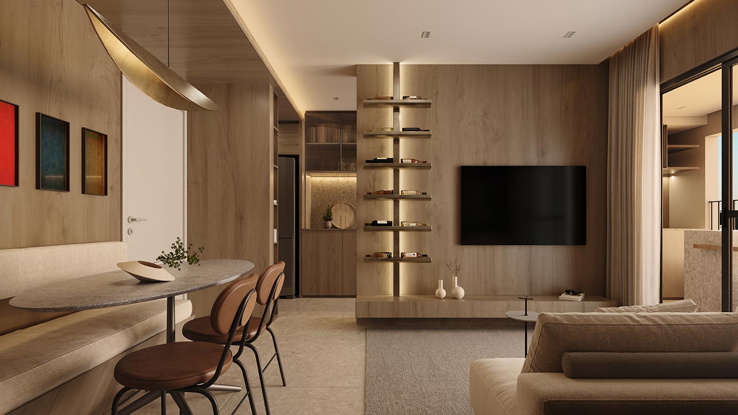 Living Apto 68m² do Edro