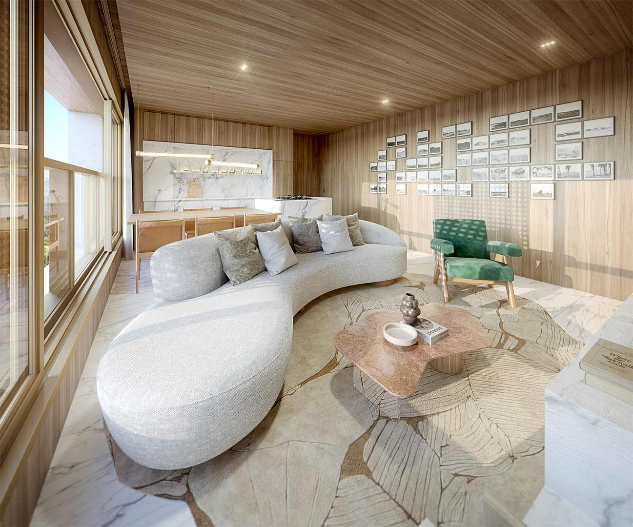 Living do Apto. de 69 e 71m² do Art'Stone