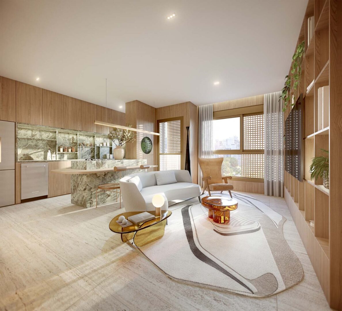 Living do apto. de 54m² do Art'Stone