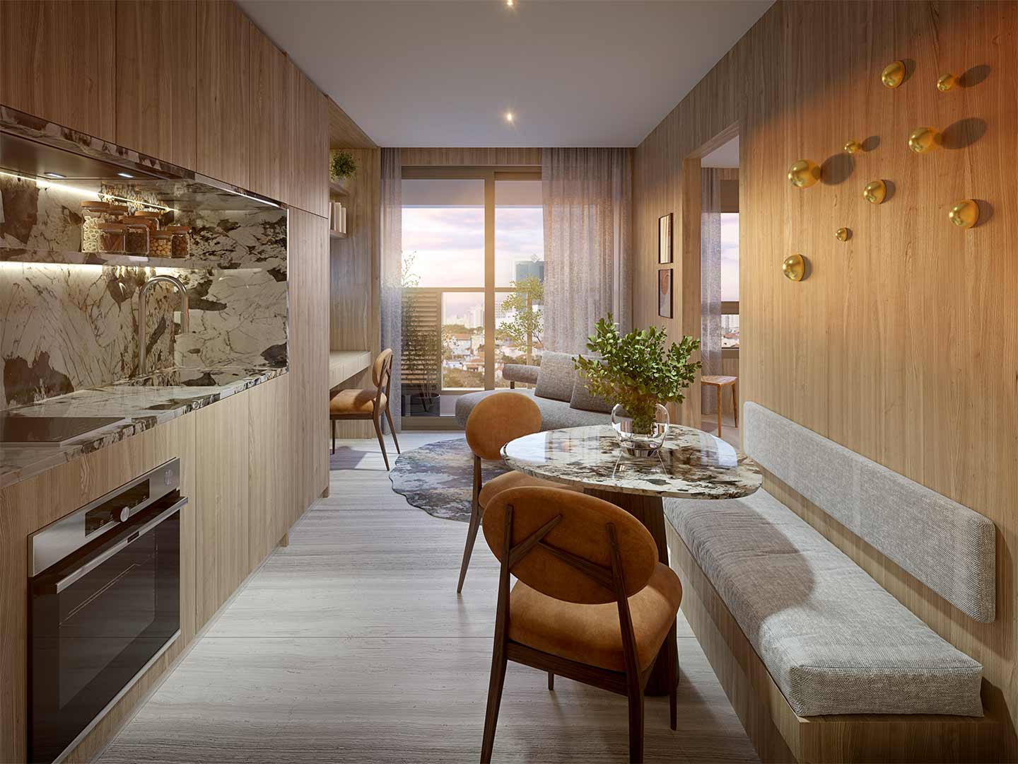 Living do apto. de 30m² do Art'Stone