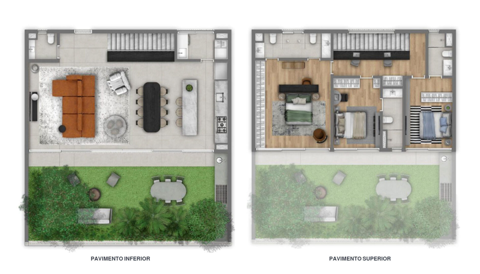 Planta Casa Jardim · 3 suítes · 266,92 m²