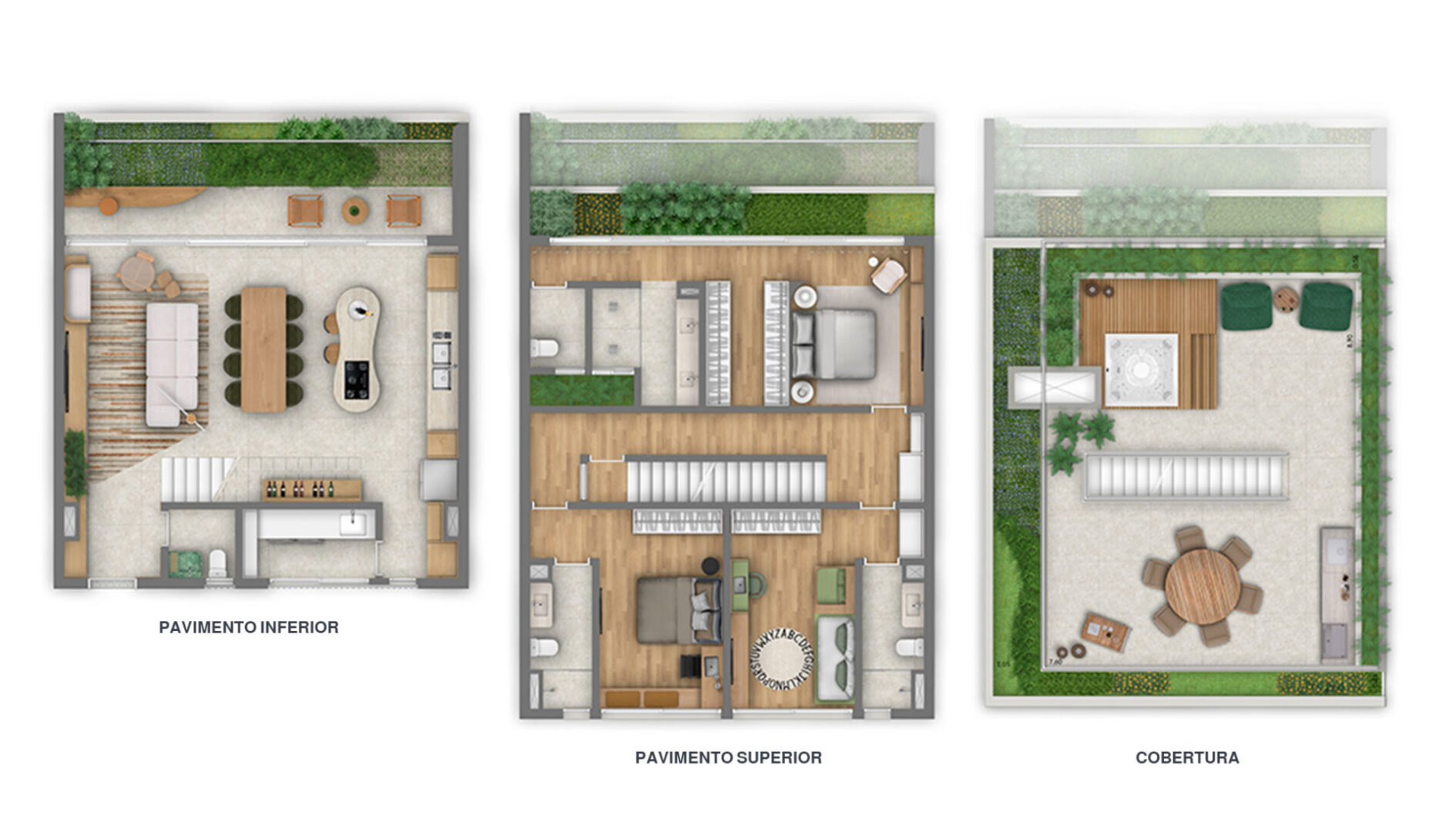 Planta Casa Rooftop · 3 suítes · 311,45 m²