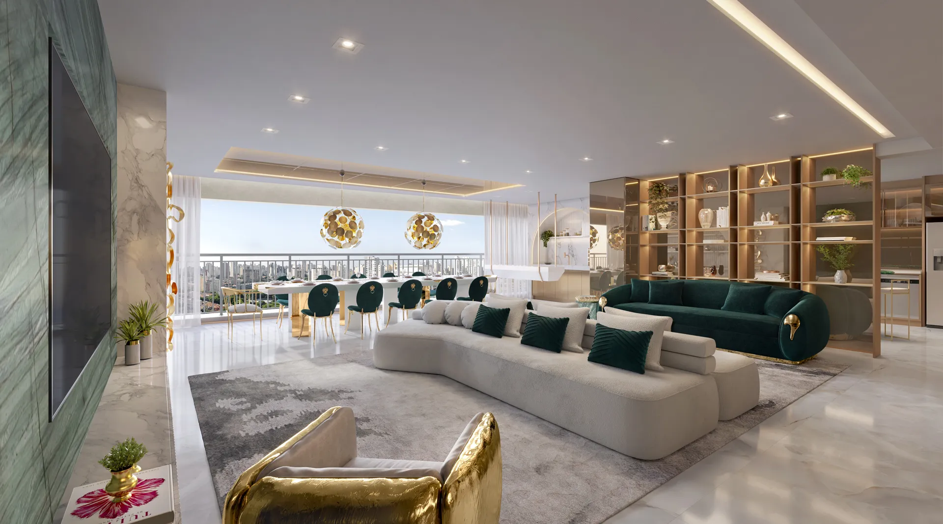 Living decorado 199m² do Petra