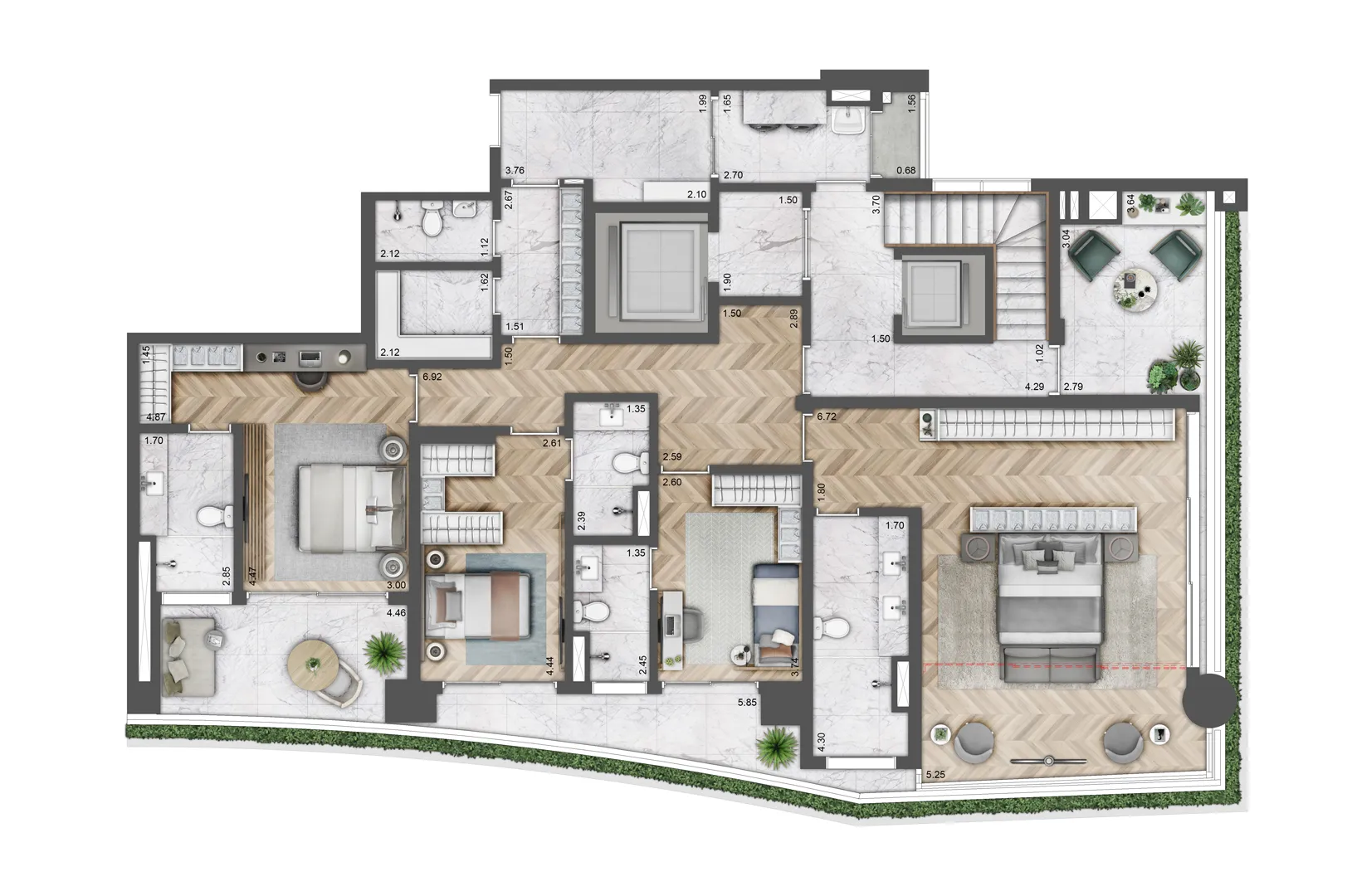 Planta Cobertura duplex · 418 m²