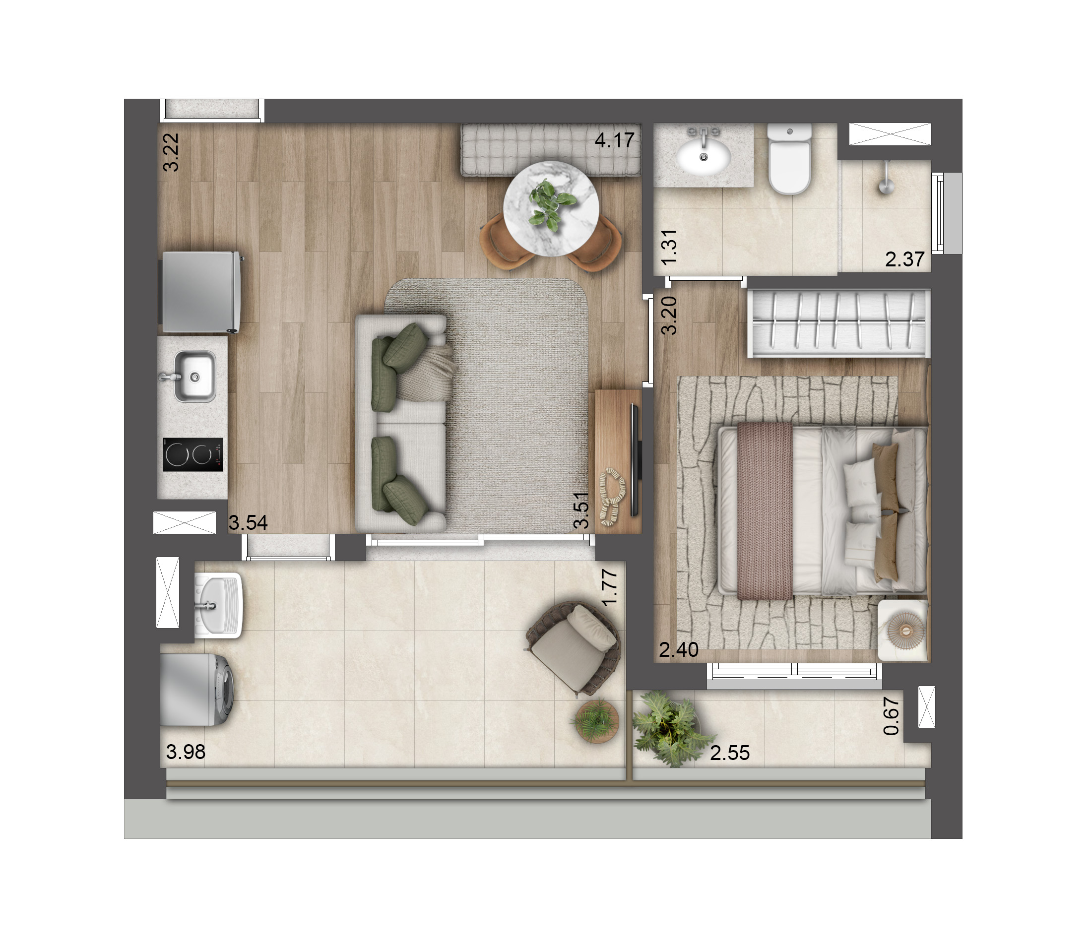 Planta 1 dorm · 40 m²