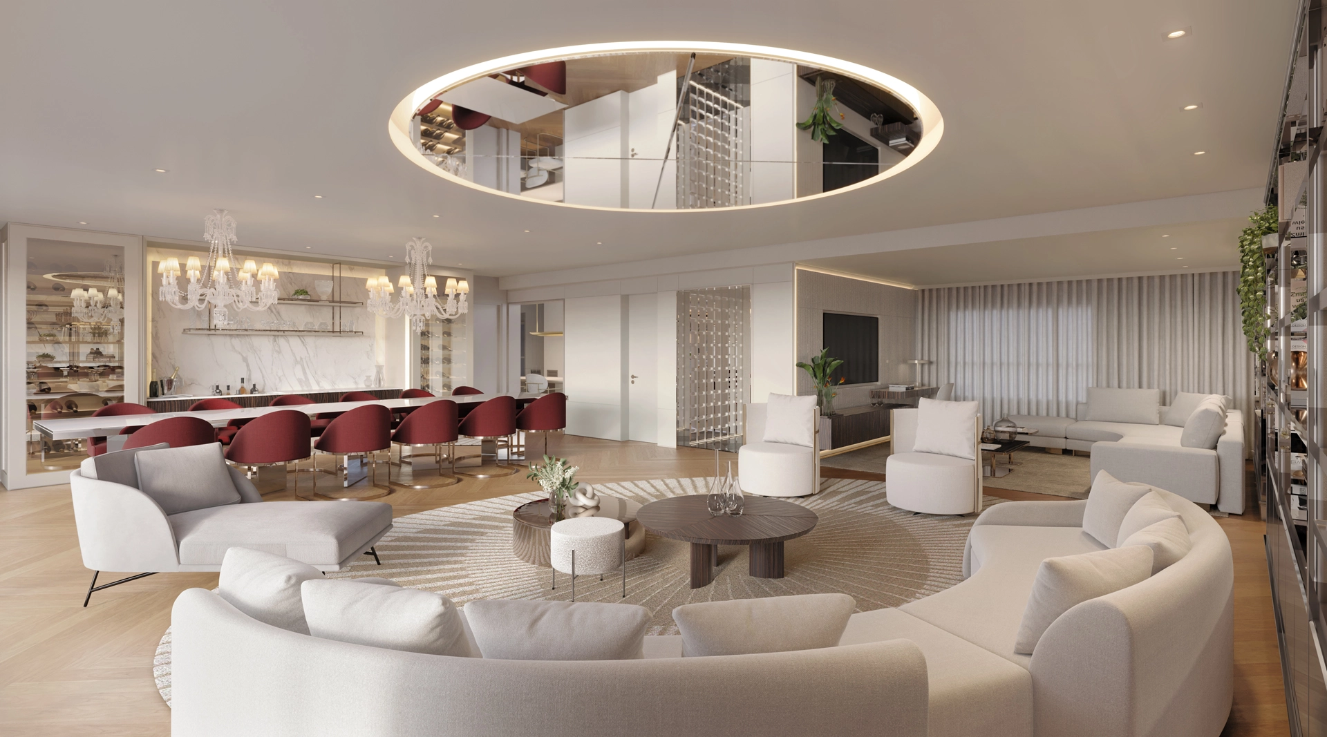 Living do Apartamento Decorado de 156 m² do Le Six Residences