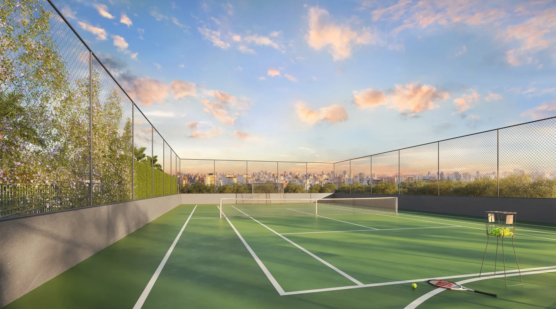Quadra de tênis recreativa do Green View Residence