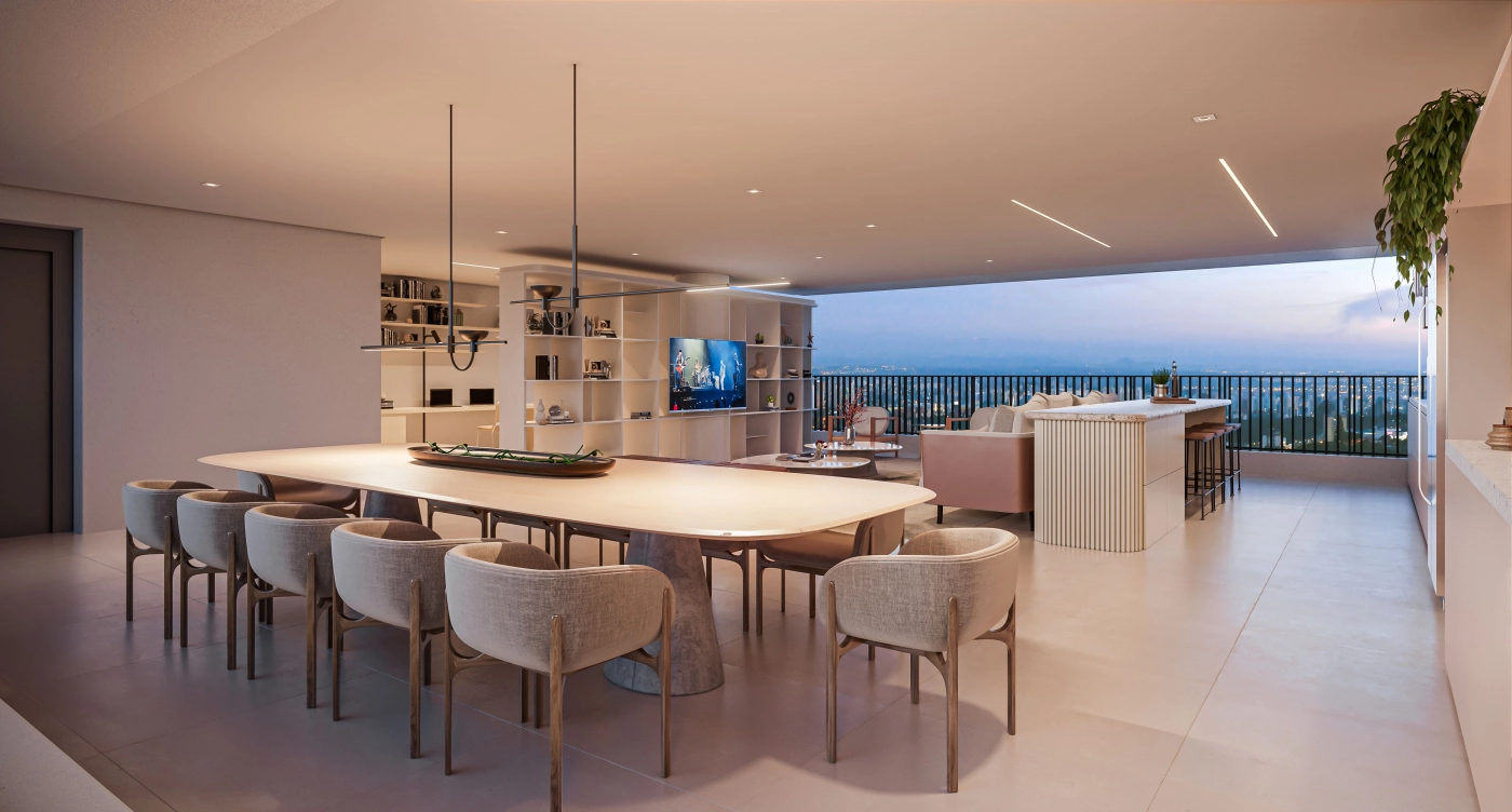 Living ampliado do apartamento de 248 m² do Biotique Ibirapuera