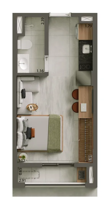 Planta 1 dorm · 24 m²