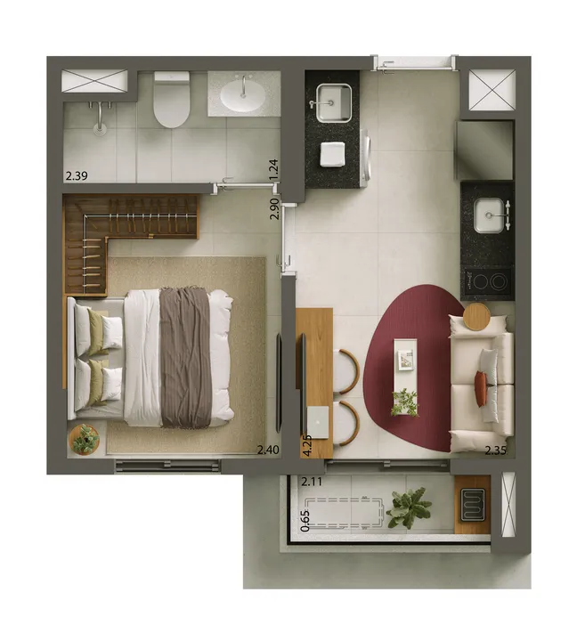 Planta 1 dorm · 25 m²