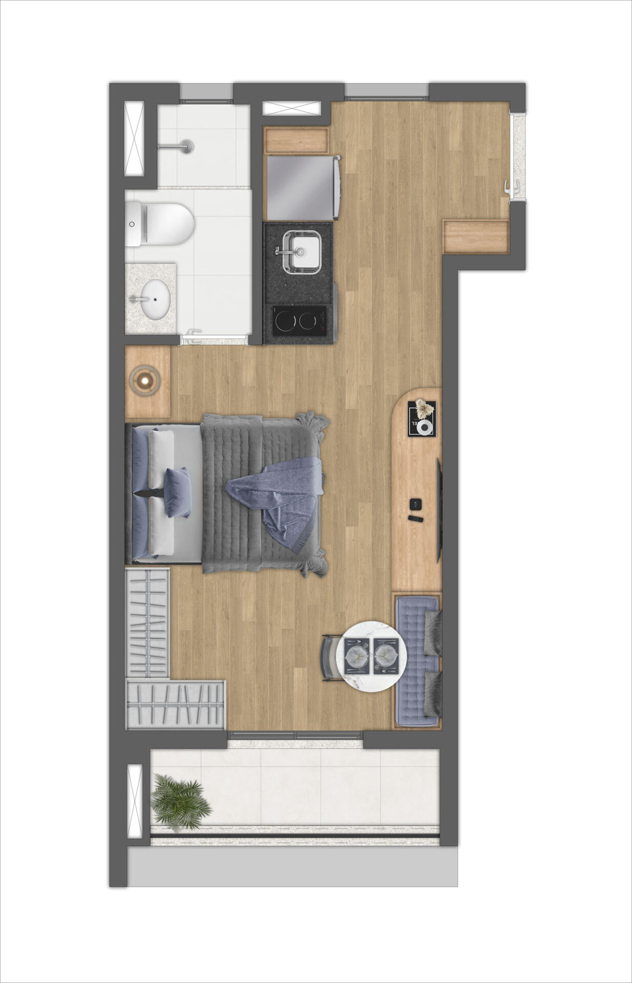 Planta Studio · 29 m²