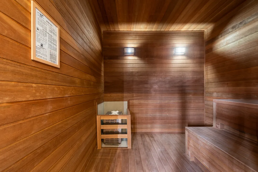 Sauna em madeira do Villa Pio