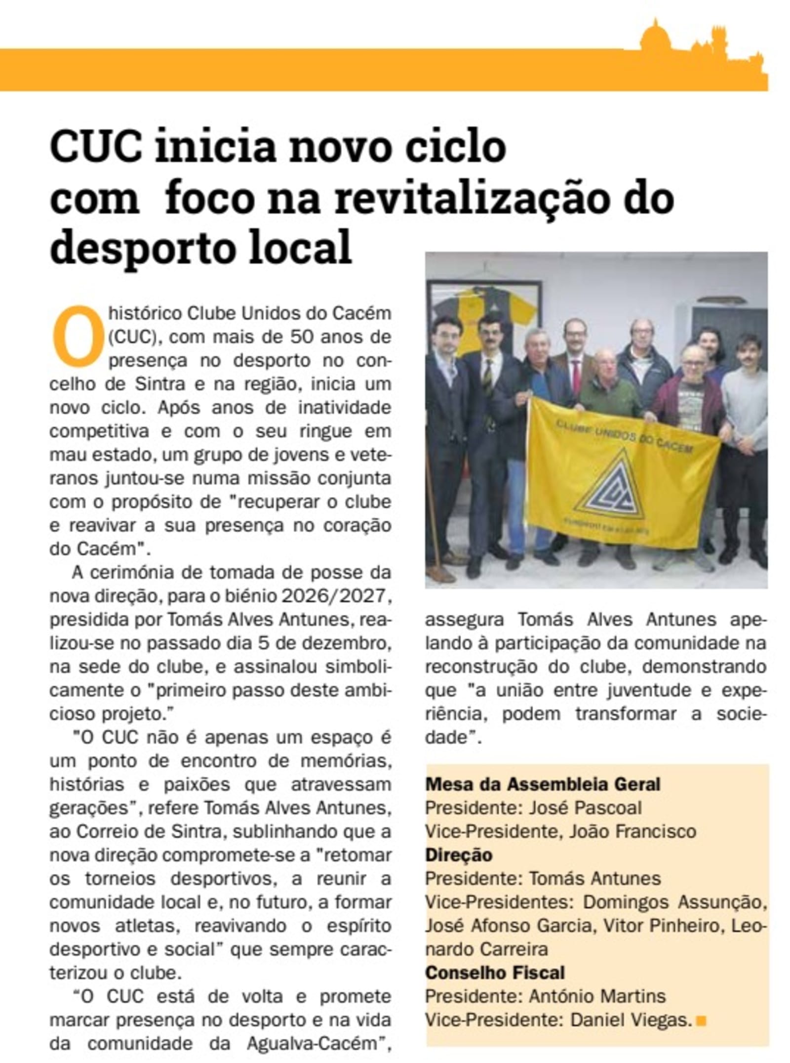 Notícia no Correio de Sintra