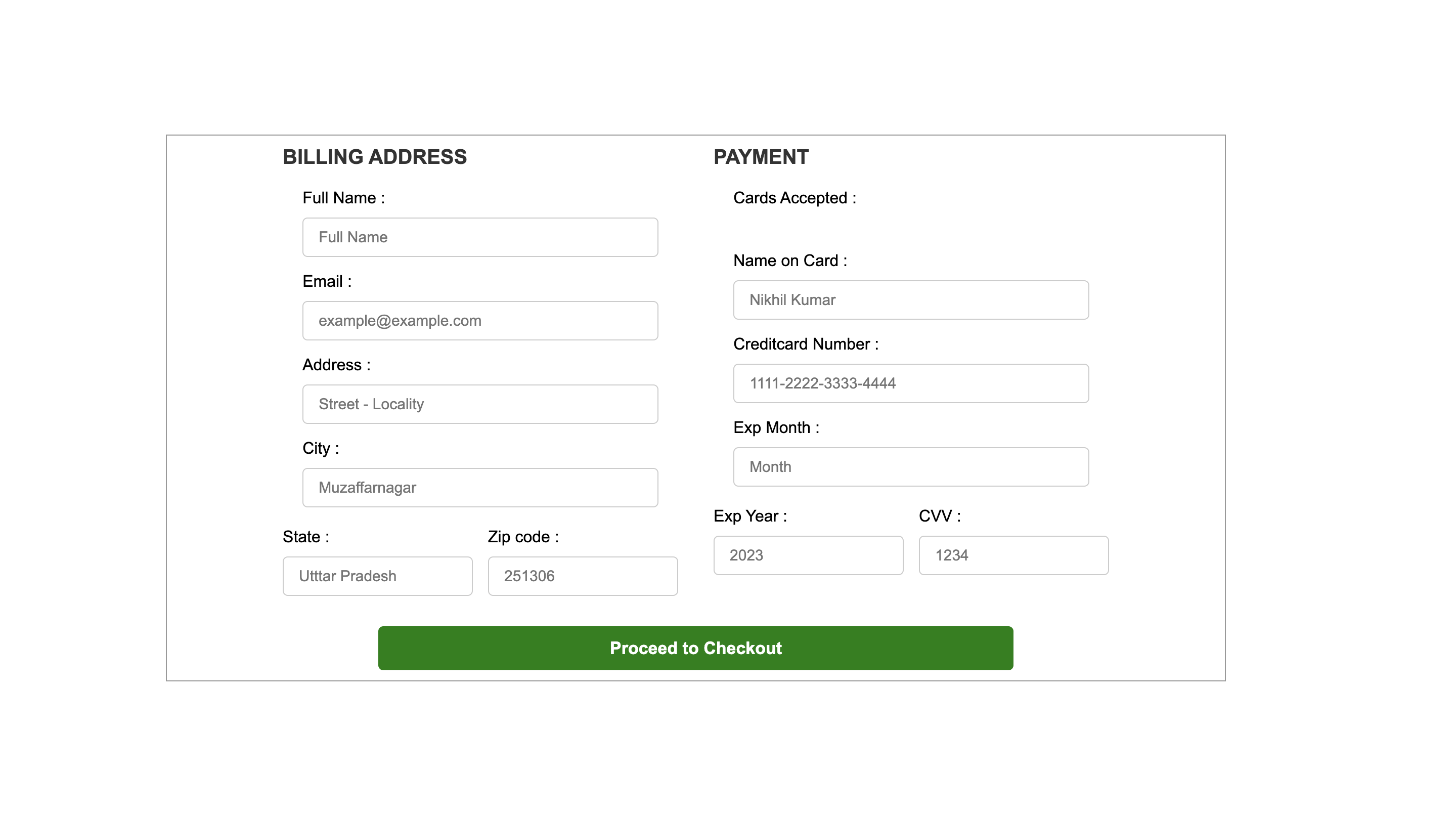 Payment page