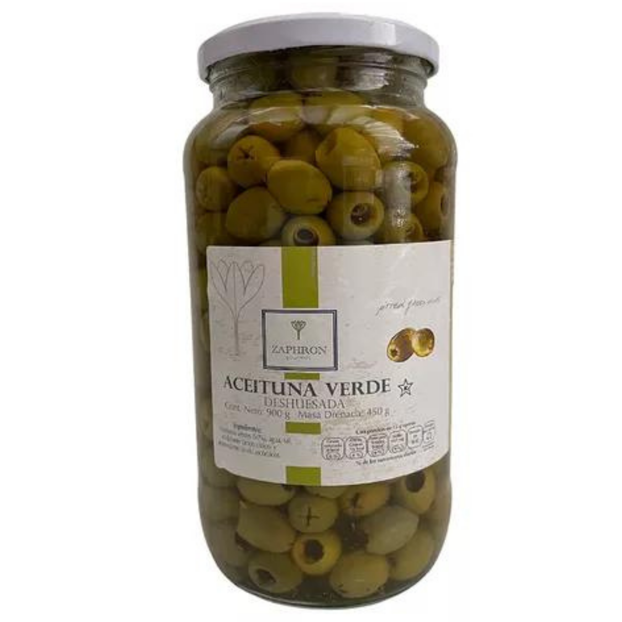 Aceituna Verde sin hueso Zahpron 900g - 0
