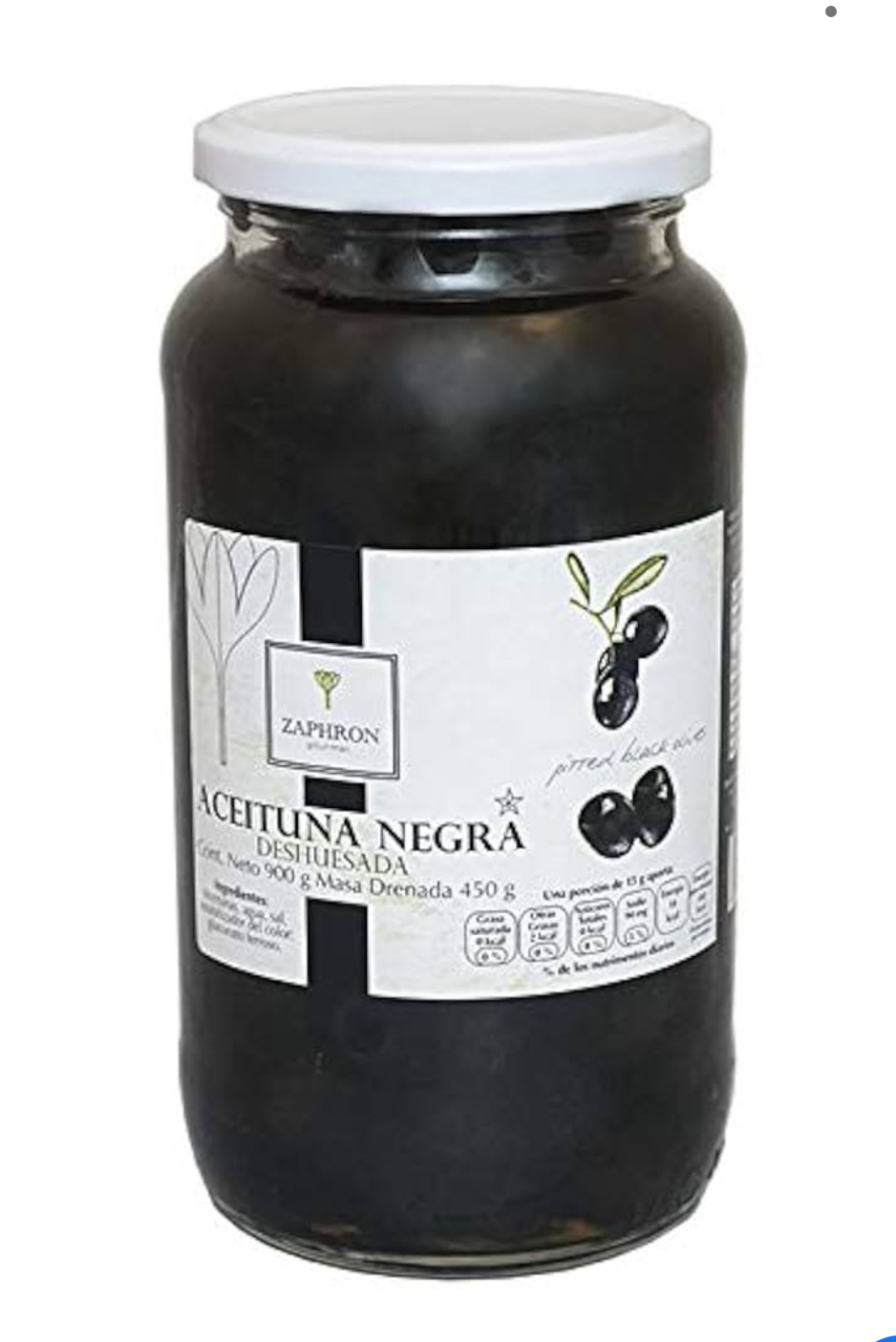 Aceituna negra sin hueso zhapron 935g - 0
