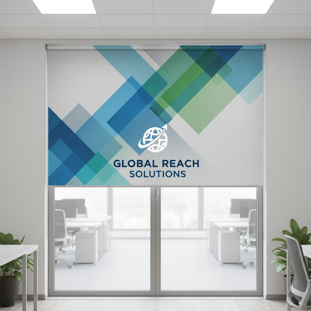 Professional commercial office with coordinated blinds throughout