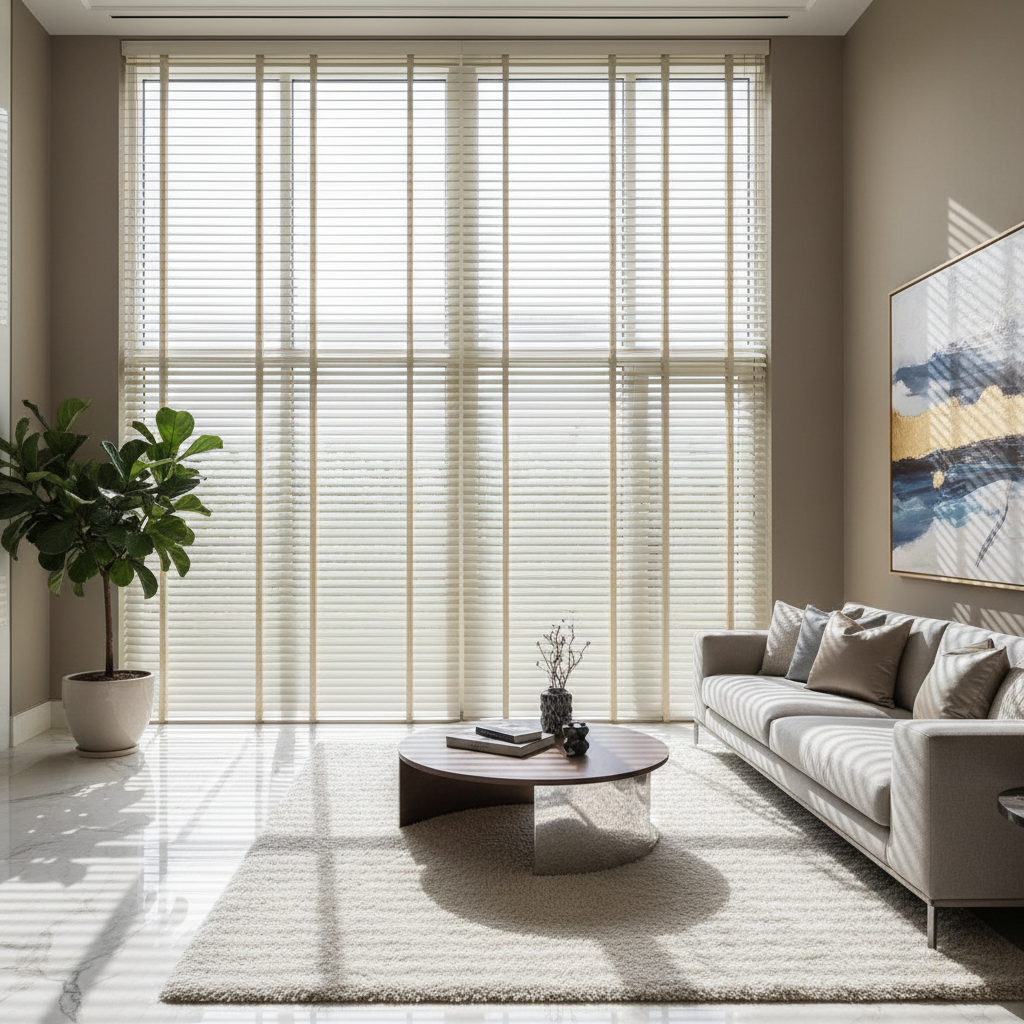 Finished elegant blinds installed in luxury home