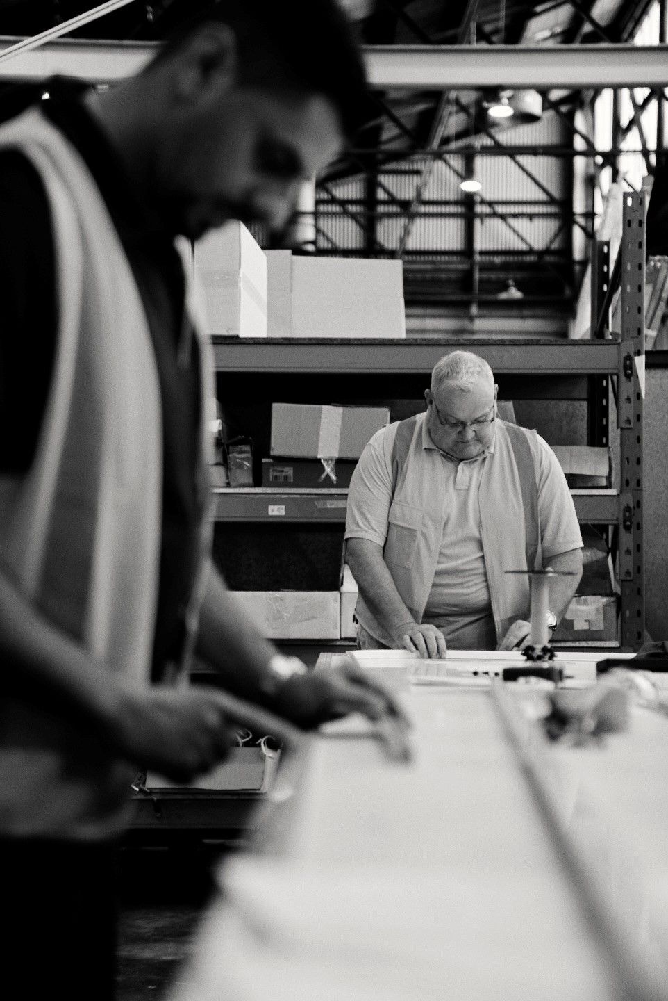 Wooden venetian blinds with warm light filtering through slats