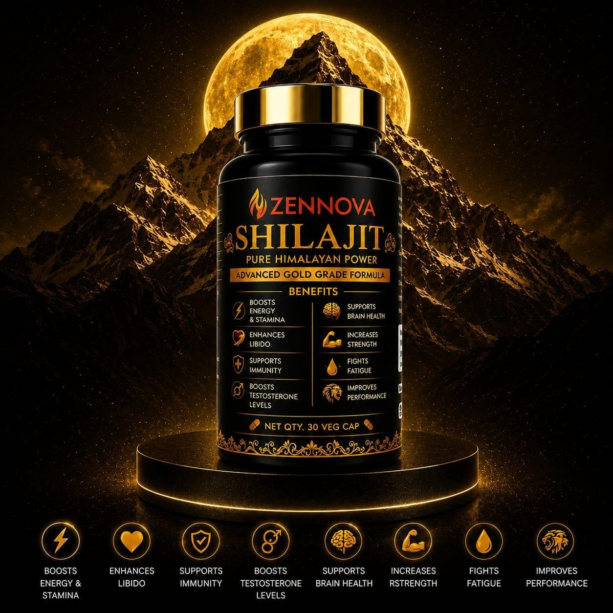 Zennova Shilajit – Pure Himalayan Power (Advanced Gold Grade Formula) 