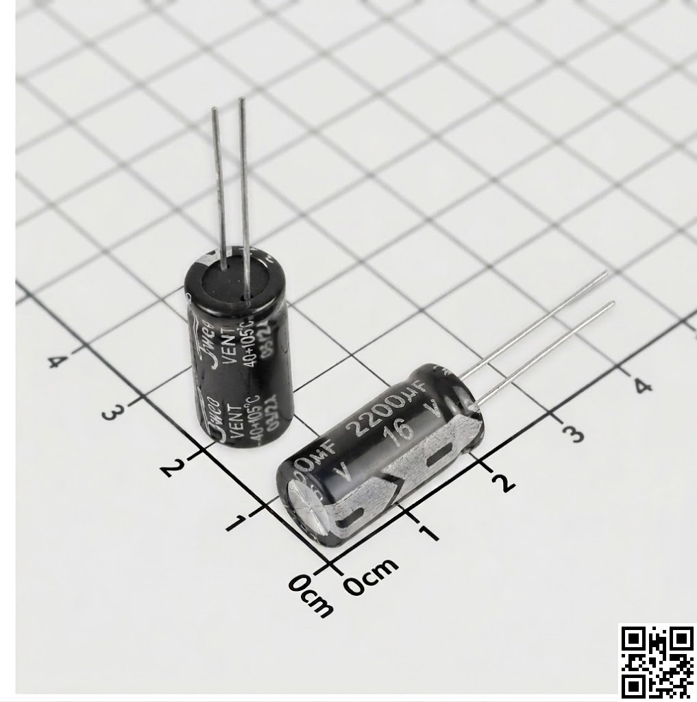 Tụ cắm 2200uF 16V 10x20.5mm xuyên lỗ