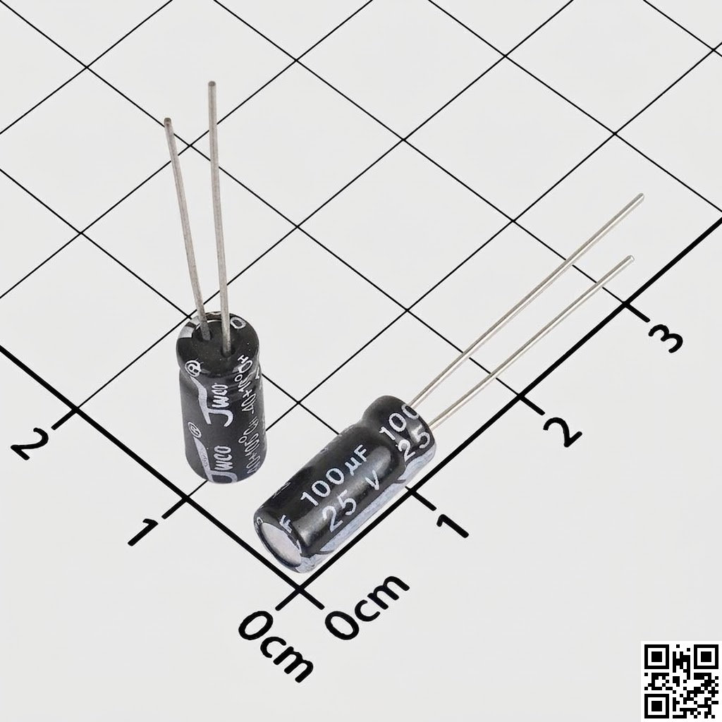 Tụ cắm 100uF 25V 5x12mm xuyên lỗ