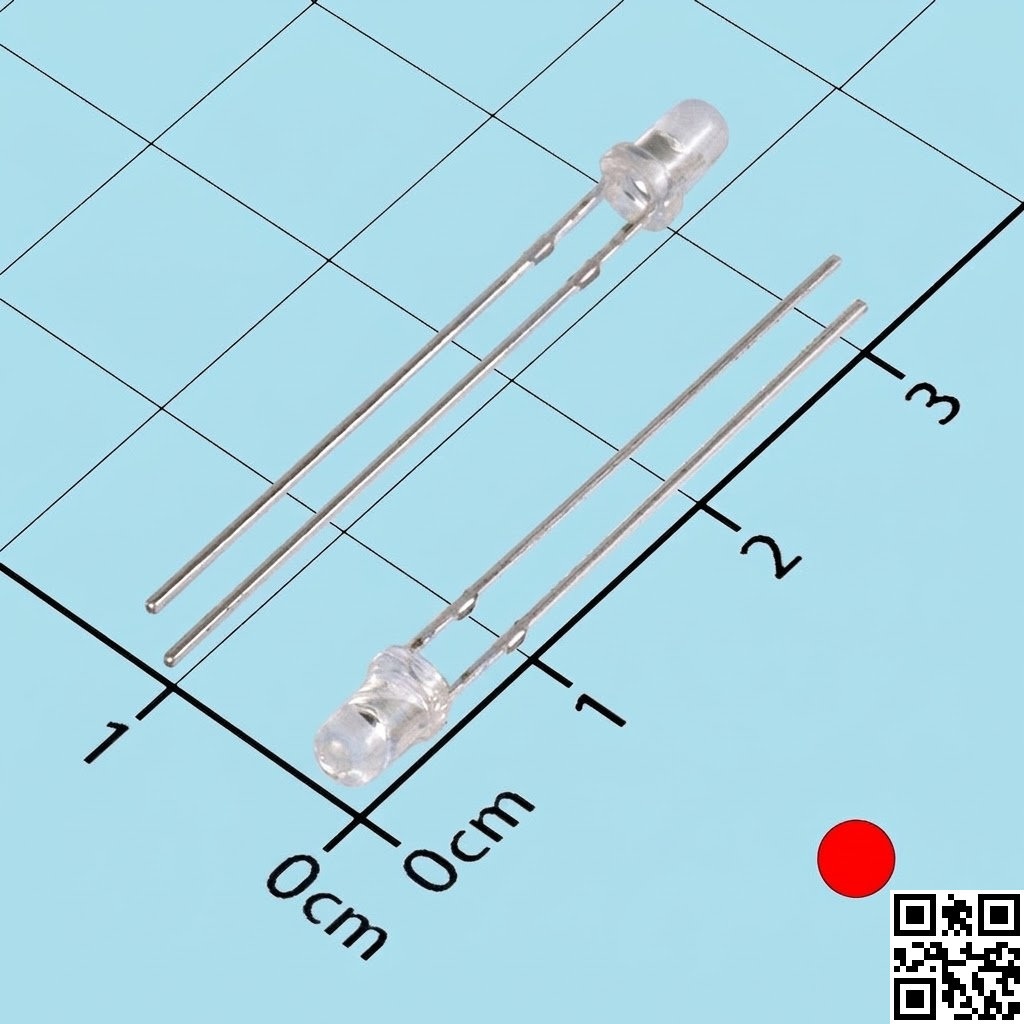 LED Đỏ 3mm Siêu Sáng Đầu Tròn Trong Suốt Chân Dài