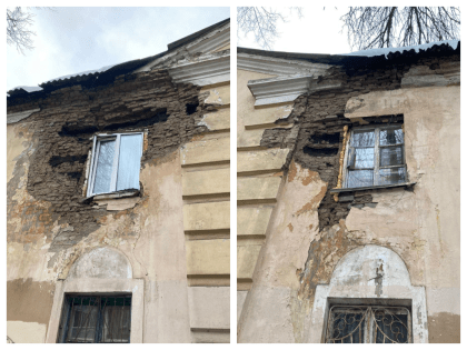 В Ярославле на «Пятёрке» обвалился фасад жилого дома