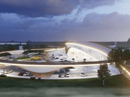 Здание обновленного аэропорта Ярославль будет представлять собой светящееся золотое кольцо