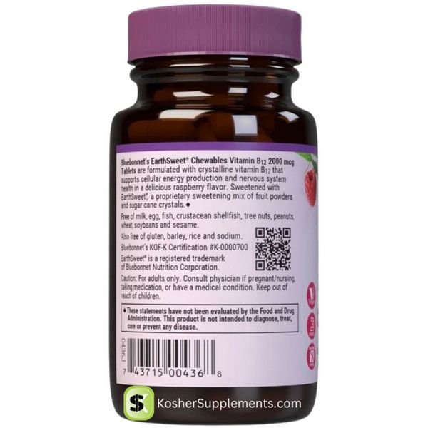 Earthsweet Chewables Vitamin B12 2000 mcg back
