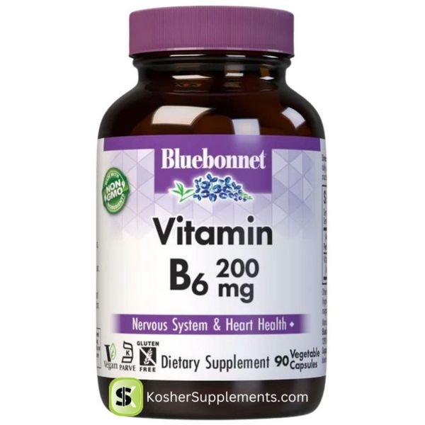 Bluebonnet Vitamin B6 200 mg 90 Vegetable Capsules Kosher Certified