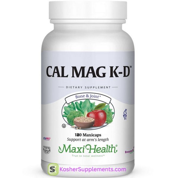 Maxi Health Kosher Cal Mag K-D capsules kosher calcium magnesium vitamin supplement