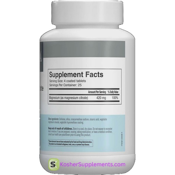Freeda Kosher Magnesium Citrate tablets bottle – high absorption kosher vitamins and kosher supplements for muscle, bone, and nerve support.