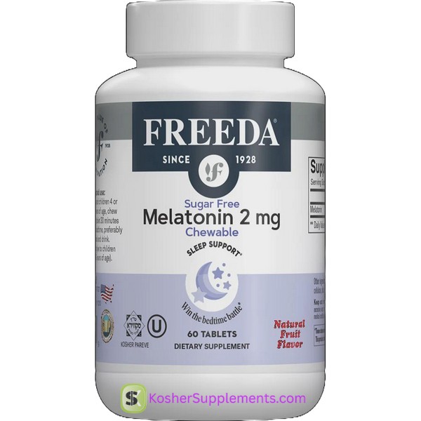 Freeda Melatonin Chewable 2 mg kosher sleep supplement bottle