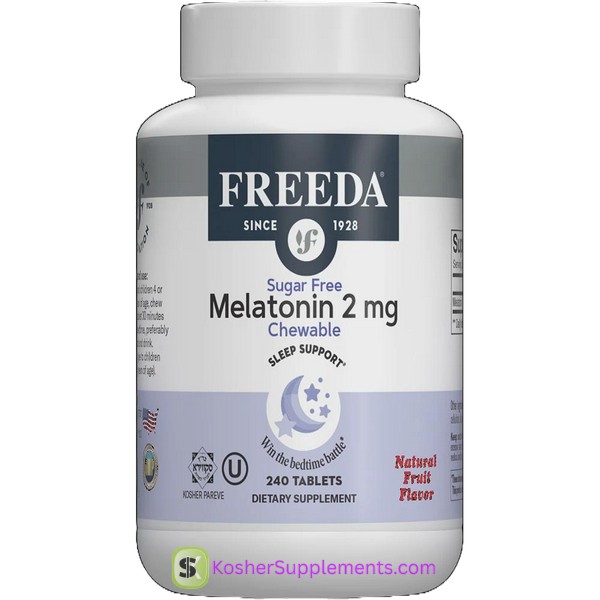 Freeda Melatonin Chewable 2 mg kosher sleep supplement bottle